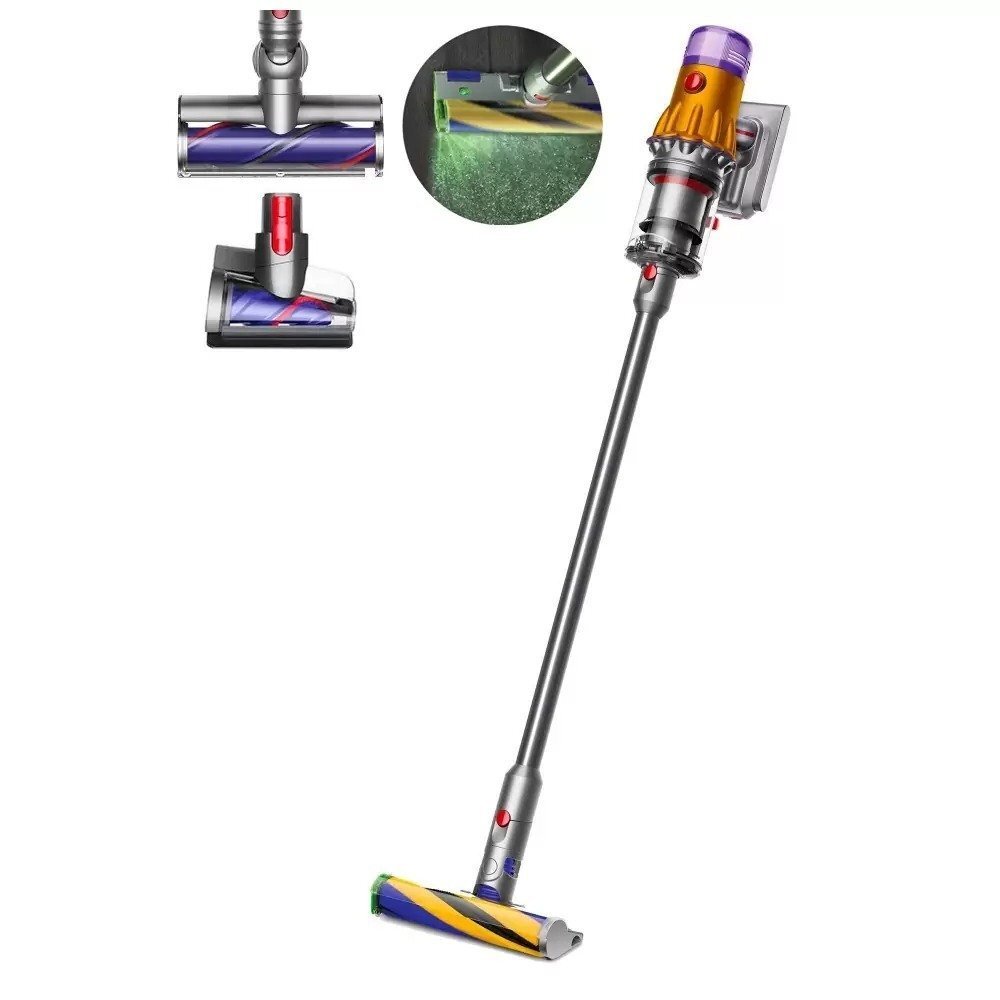 Пилосос DYSON безпровідний V12 Detect Slim Absolute, 150 аВт, конт пил -0,35л, автон. робота до 60хв, вага-2,2кг, сірий-фіолетовий-помаранчевий, ДС394167-01 (1524338)