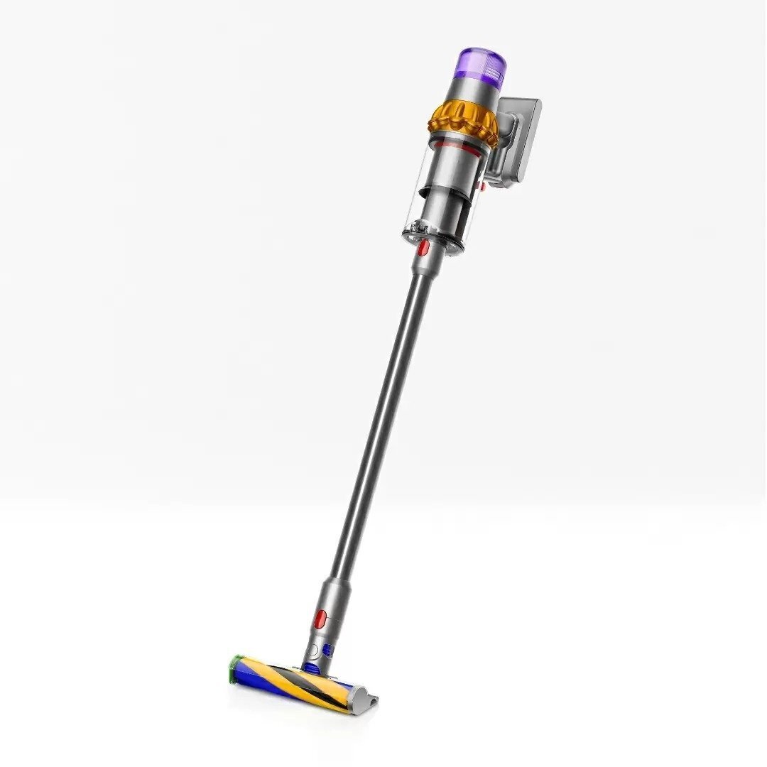 Пилосос DYSON безпровідний V15 Detect Absolute, 240 аВт, конт пил -0,76л, автон. робота до 60хв, вага-3,08кг, сірий-фіолетовий-помаранчевий, ДС394451-01 (1524350)