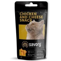 Ласощі для заохочення кішок Savory Snack Chicken and Cheese, подушечки з куркою та сиром, 60 г