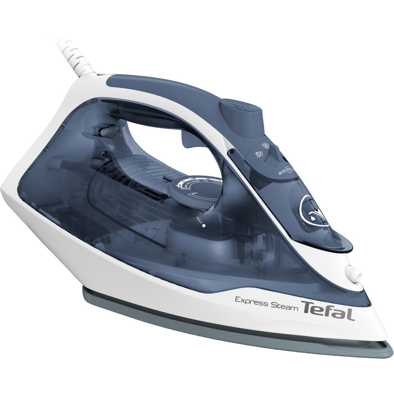 Праска Tefal Express Steam, 2400Вт, 270мл, паровий удар -165гр, постійна пара - 35гр, керам. підошва, біло-синій (1551820)