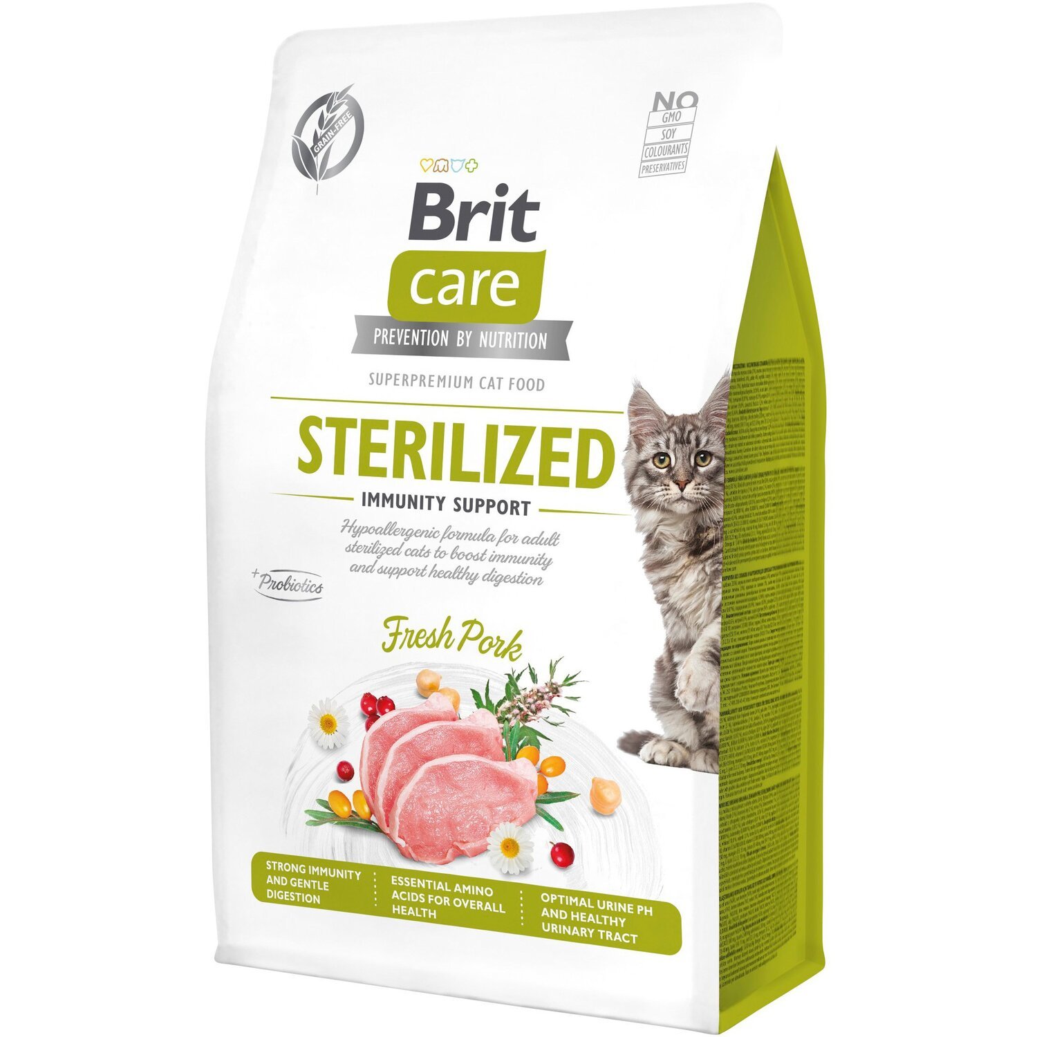 Сухий корм Brit Care Cat GF Sterilized Immunity Support для стерилізованих кішок зі свининою, 400 гфото
