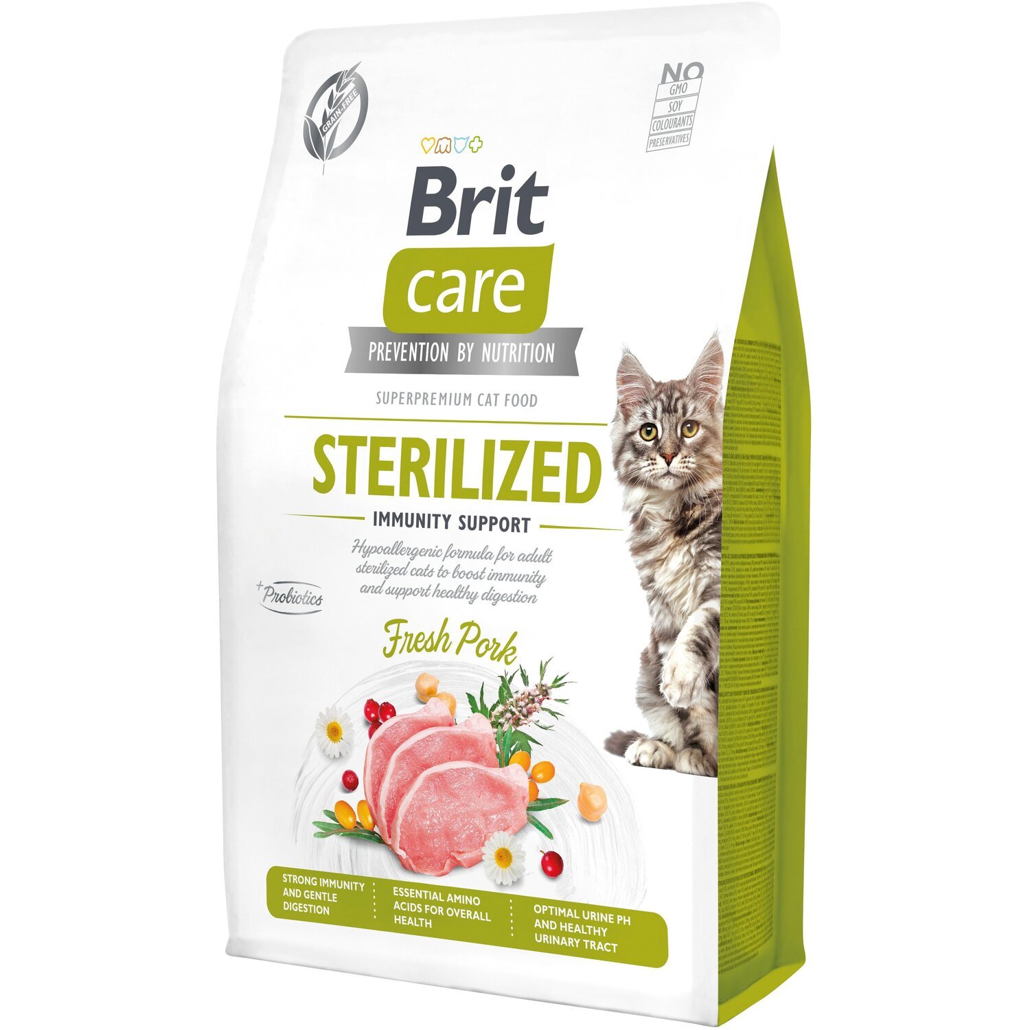 Сухий корм Brit Care Cat GF Sterilized Immunity Support для стерилізованих кішок, зі свининою, 2 кгфото