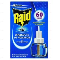 Жидкость от комаров для электрофумигаторов Raid 60 ночей 44мл