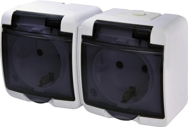 

Розетка ETI 2-на з з/к Schuko RHE-2sd (белая/прозрачная кришка, IP54) (4668020)