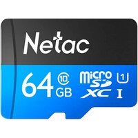Карта памяти Netac microSD 64GB C10 UHS-I R80MB/B179s + SD+B142:B169 (NT02P500STN-064G-R)