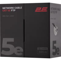 Кабель 2E CAT 5e, FTP, 305м, AWG 23/1, LSZH-1, серый (2E-CBL5EFTP-LSZH1-GRY)