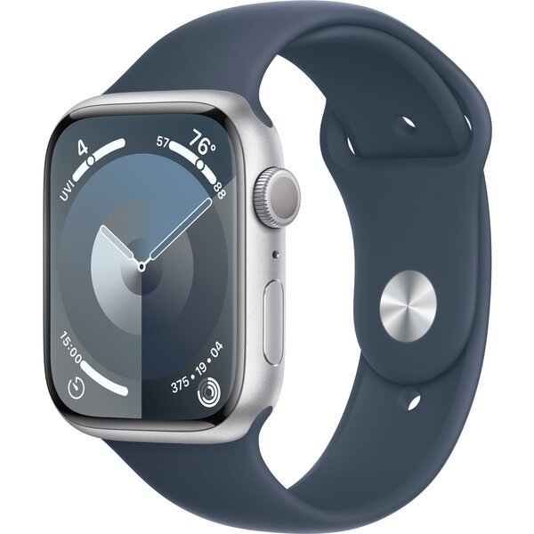 

Смарт-часы Apple Watch Series 9 GPS 45mm Silver Aluminium Case with Storm Blue Sport Band - S/M