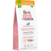 Корм для собак із чутливим травленням Brit Care Dog Sustainable Sensitive з рибою та комахами, 12+2 кг