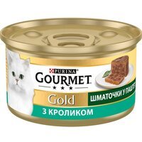 Упаковка вологого корму для кішок Gourmet Gold з кроликом, шматочки в паштеті 24 шт. по 85г.