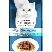 Упаковка вологого корму для кішок Gourmet Perle Duo з океанічною рибою та тунцем 26 шт по 85г.