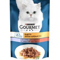 Упаковка вологого корму для кішок Gourmet Perle шматочки в підливі з телятиною та качкою 26 шт по 85г.