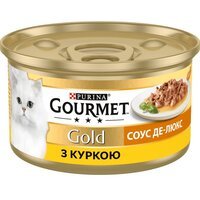 Упаковка вологого корму для кішок Gourmet Gold Соус Де-Люкс із куркою 12 шт по 85г.