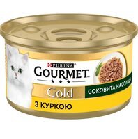 Упаковка вологого корму для кішок Gourmet Gold Соковита насолода з куркою 24 шт по 85г.