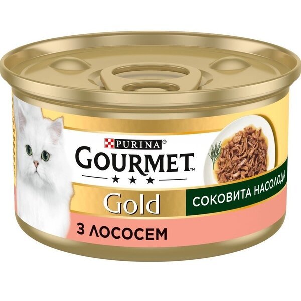

Упаковка влажного корма для кошек Gourmet Gold Сочное наслаждение с лососем 24 шт по 85г.