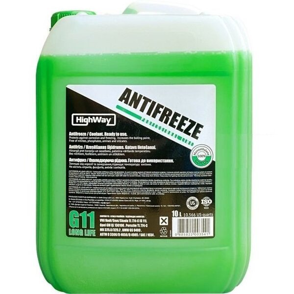 ≡ Антифриз Highway Antifreeze -40°C Long Life G11 Зелений 10л (21370895 ...