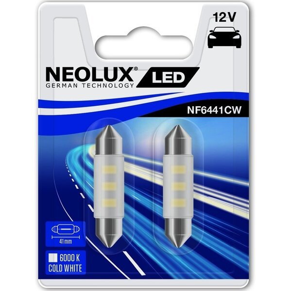 

Лампа Neolux светодиодная 12V C5W Led 0.5W 41мм Sv8.5 (2шт) (NE_NF6441_CW-02B)