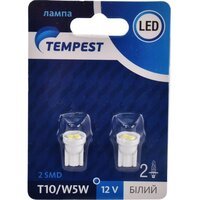 Лампа Tempest LED габарит б/ц, T10 2SMD W5W 12V White 2шт (49051134070)