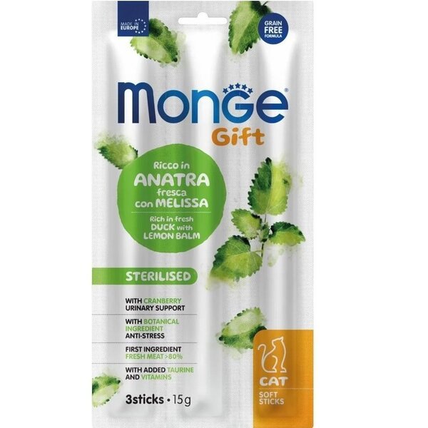 Лакомство для кошек Monge Gift Cat Sterilised утка с мелиссой 15 г ...