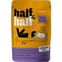 Корм вологий Half&Half для стерилізованих кішок, шматочки з тунцем у соусі у формі пауча, 100 г