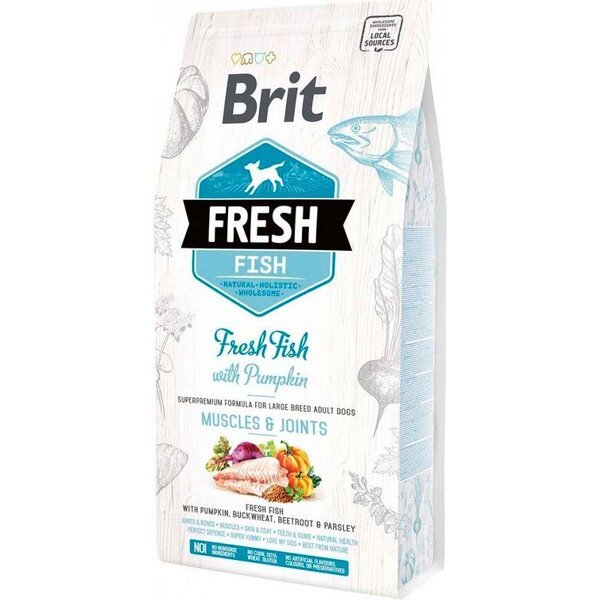 

Сухой корм Brit Fresh для взрослых собак больших пород для мышц и суставов с рыбой и тыквой 2.5кг