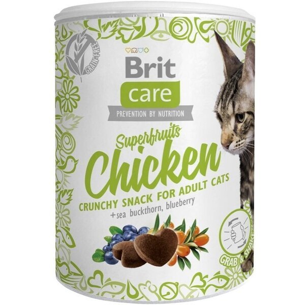 

Лакомства Brit Care Snack Superfruits для котов курица, облепиха, черника 100г