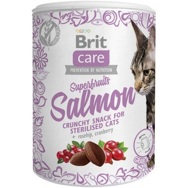 

Лакомство для котов Brit Care Snack Superfruits лосось, шиповник и клюква 100г