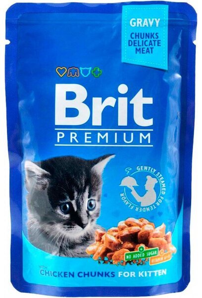 

Влажный корм Brit Premium для котят с курицей 100г