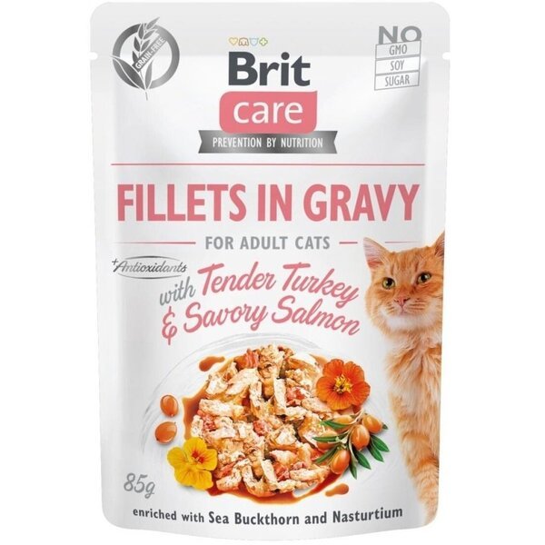 

Корм Brit Care для котов с филе индейки и лосося в соусе 85г
