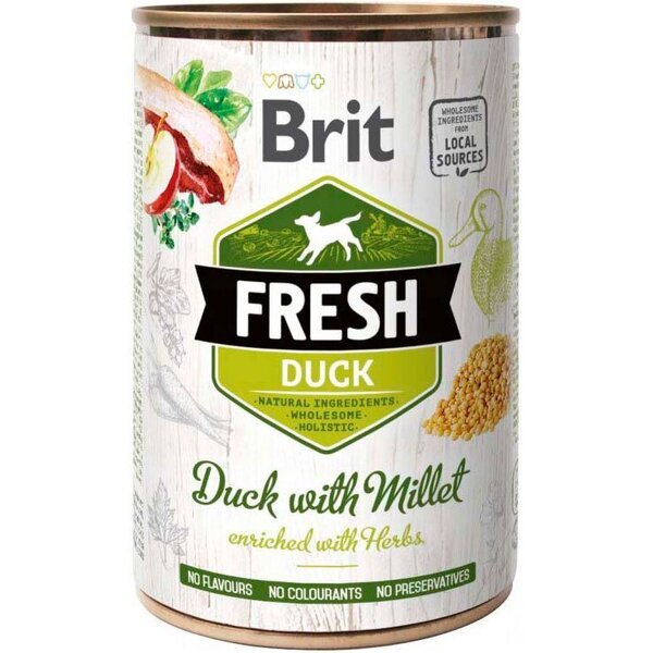 

Влажный корм для собак Brit Fresh с уткой и пшеном 400 г