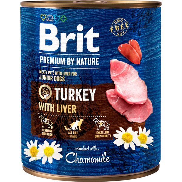 

Влажный корм Brit Premium для собак с индейкой и индюшиной печенью 800г