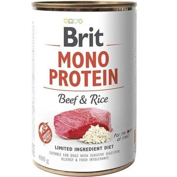 

Корм Brit Mono Protein для собак с говядиной и темным рисом 400г