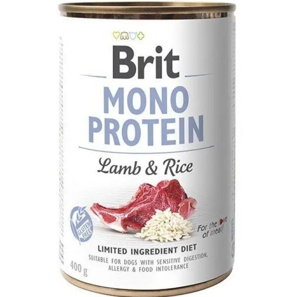 

Корм Brit Mono Protein для собак с ягненком и темным рисом 400г