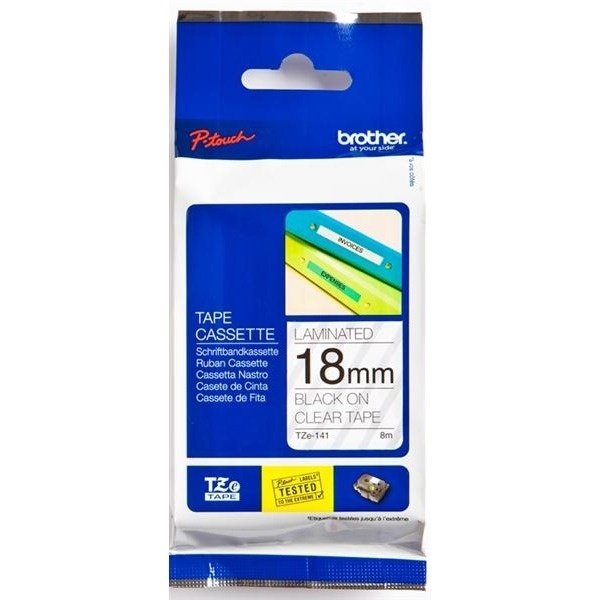 

Лента Brother 18mm Laminated clear, Print black (TZE141)