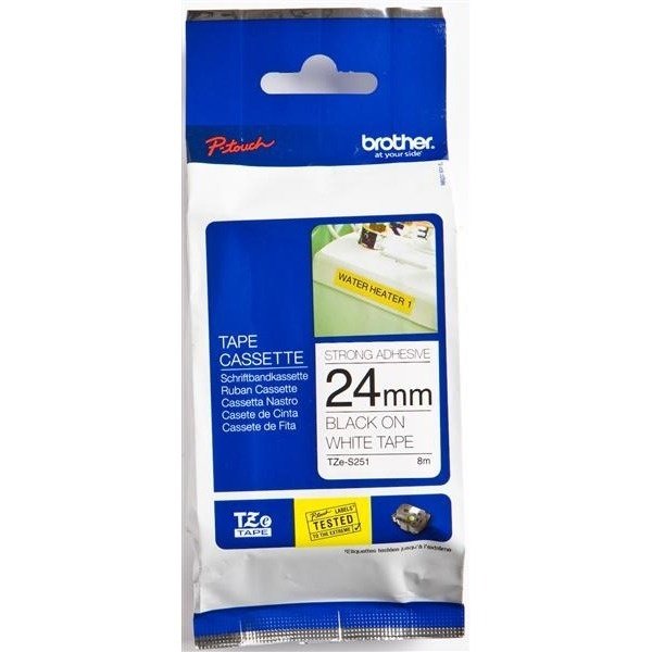 

Лента Brother 24mm, черный на белом, суперклейкая (TZES251)