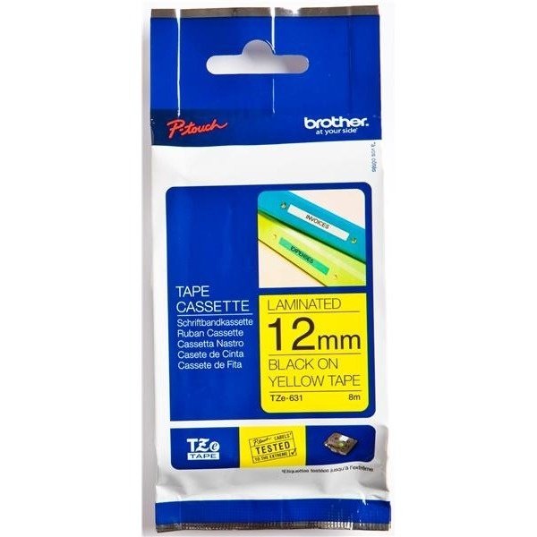 

Лента Brother 12mm Laminated yellow, Print black (TZE631)