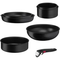 Набор посуды Tefal Ingenio Black Stone 7 предметов, чёрный (L3998702)