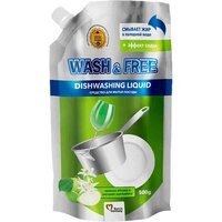 Засіб для миття посуду Wash&Free зелене яблуко та екстракт едельвейсу дойпак 500мл