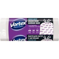 Пакети для сміття із затяжкою Vortex Nordic White 40л*20шт