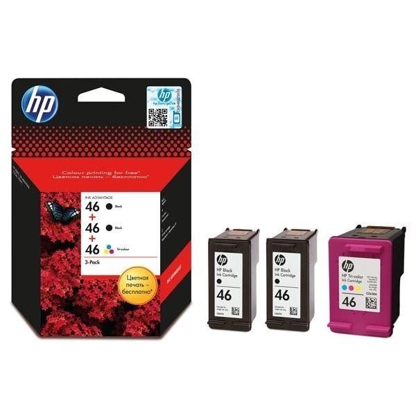 

Картридж струйный HP No. 46 Ultra Ink Advantage Pack 2 x Black+1 x Tri-Color (F6T40AE)