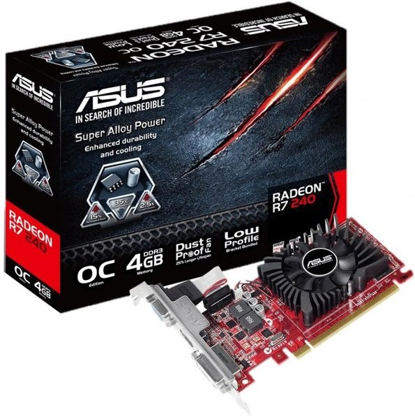 

Видеокарта ASUS Radeon R7 240 4GB DDR3 (R7240-OC-4GD3-L)