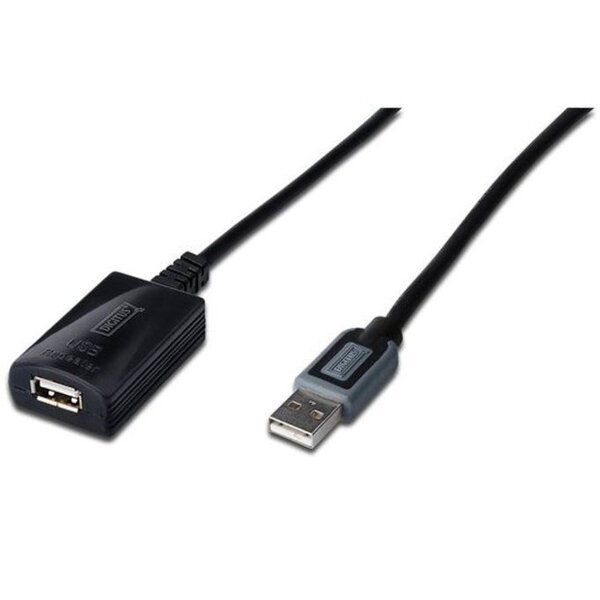 Кабель Digitus USB 2.0 (AM/AF) 10.0m, активный, Black (DA-73100-1)