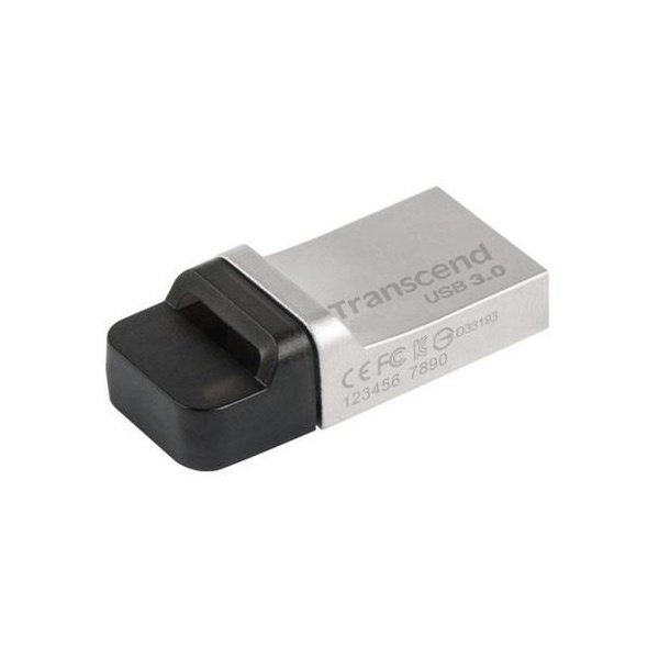Акція на Накопитель USB 3.0 TRANSCEND JetFlash OTG 880 32GB Metal Silver (TS32GJF880S) від MOYO
