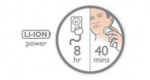 40 хвилин в режимі гоління; час зарядки - 8 годин