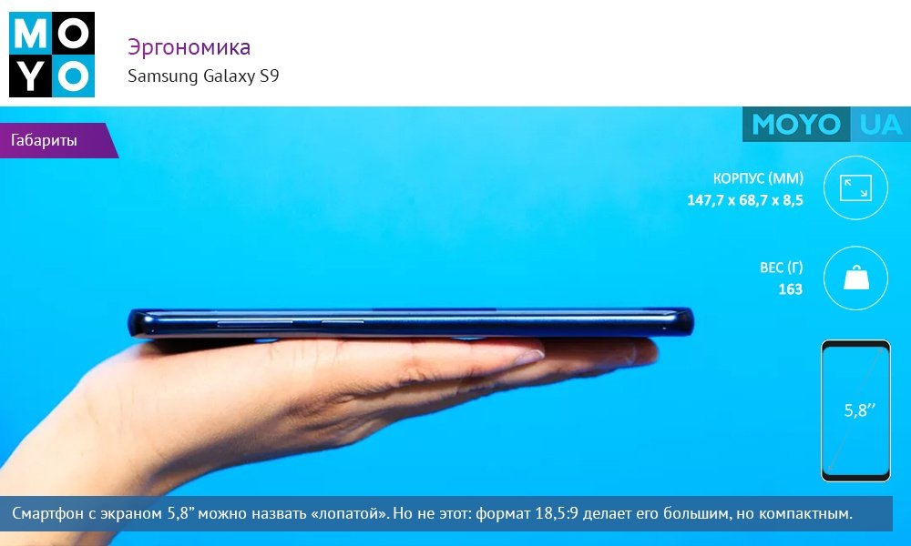 Сравните Samsung Galaxy S9 с другими крупными смартфонами — этот будет самым компактным.