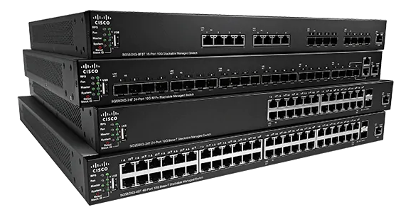 Фронтальная панель подключения коммутатора Cisco SX550X-52-K9-EU
